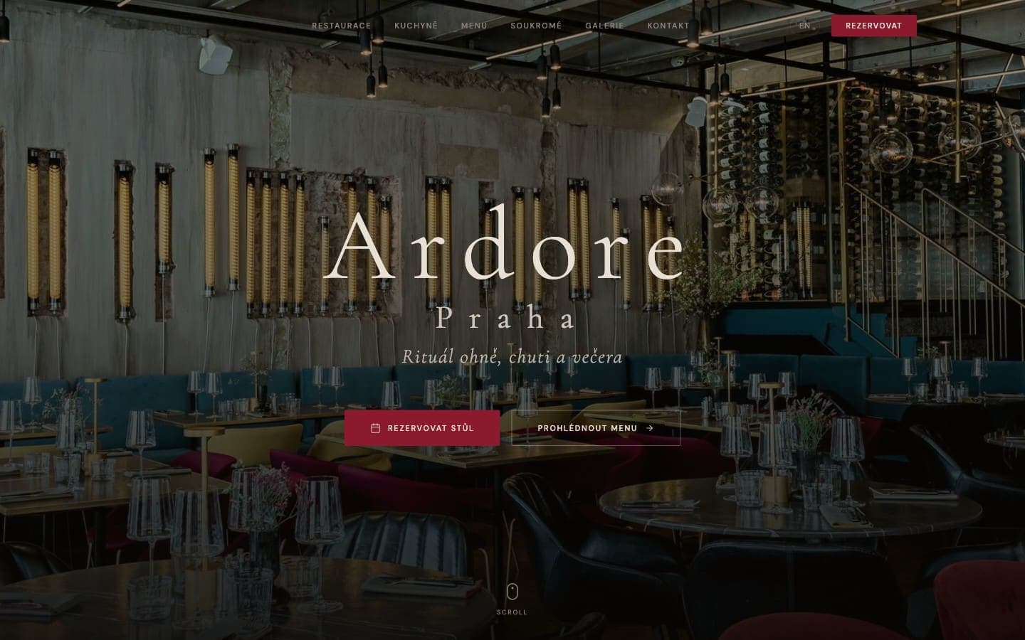 Restaurace — náhled webu ardore-praha.cz